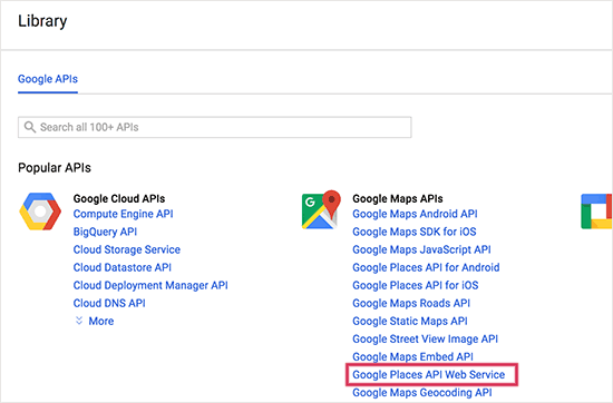 Select Google Places API