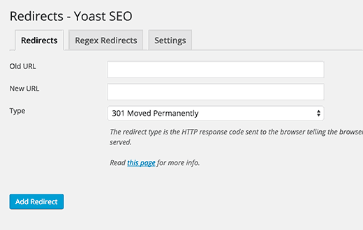 Redirect manager in Yoast SEO Premium