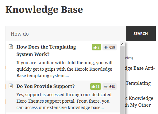 Heroic Knowledge Base - Knowledge Base AJAX Search