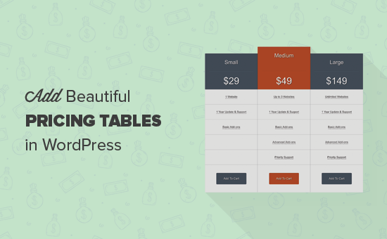 How to add beautiful pricing tables in WordPress