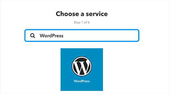 Select WordPress as service